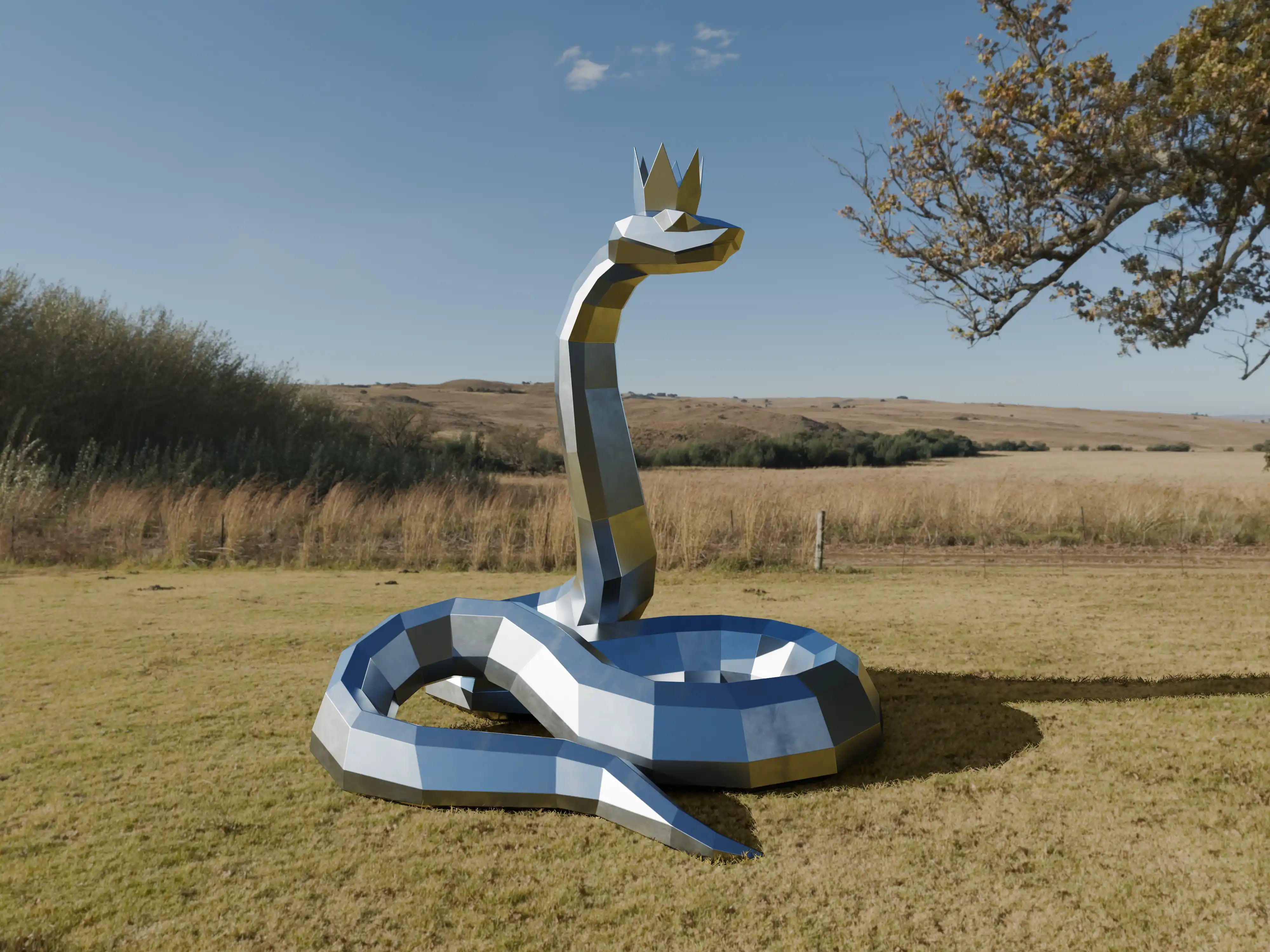 Sculpture animale low poly en métal