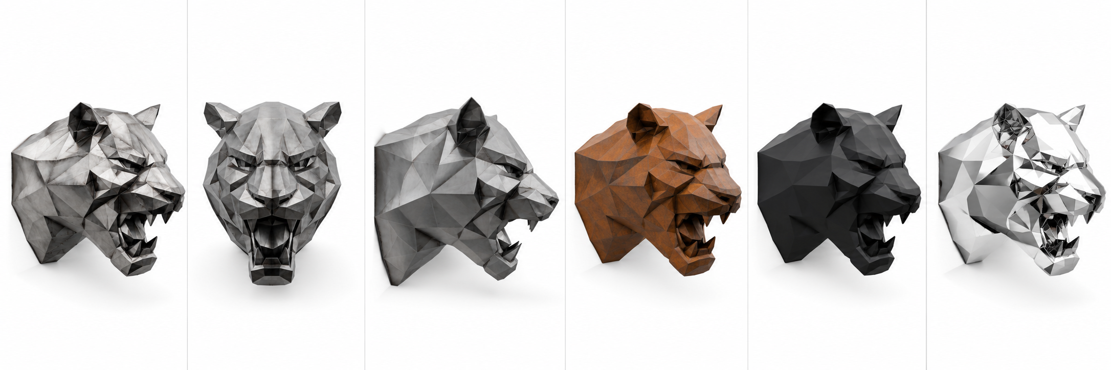 Tête de tigre low poly en métal