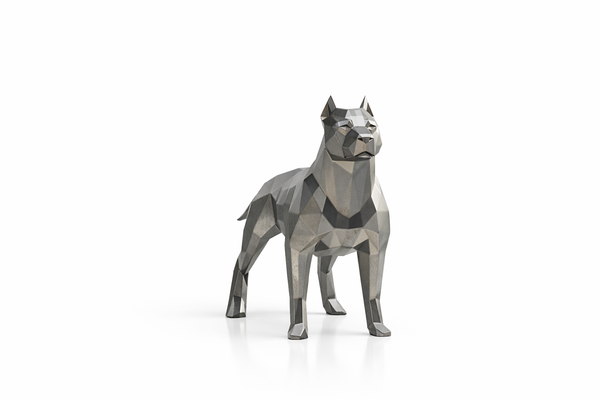 Sculpture design en métal de chien de style géométrique low poly